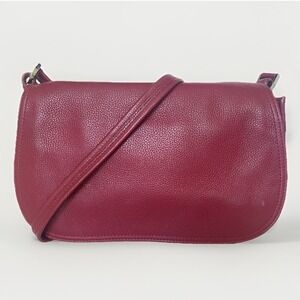 Vintage 90s Charter Club 100% Pebble Leather Saddle Crossbody Bag Red Medium